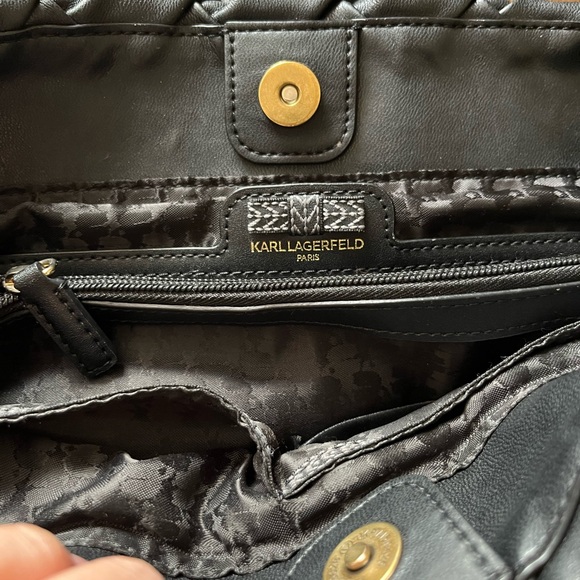 Karl Lagerfeld PARIS Tote Elegant Black Woven Handbag - Picture 4 of 8